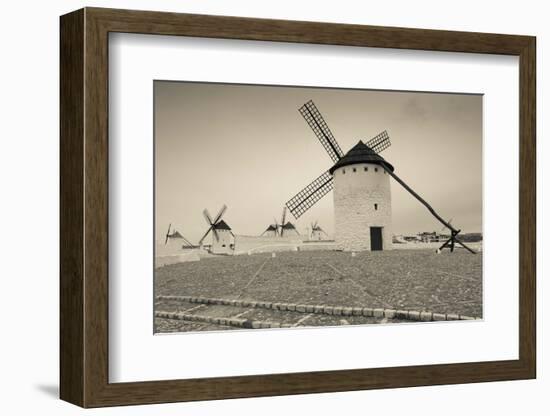 Antique windmills in a field, Campo De Criptana, Ciudad Real Province, Castilla La Mancha, Spain-null-Framed Photographic Print