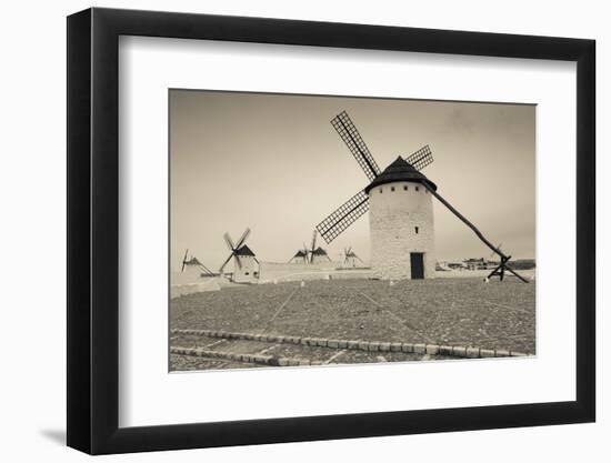 Antique windmills in a field, Campo De Criptana, Ciudad Real Province, Castilla La Mancha, Spain-null-Framed Photographic Print