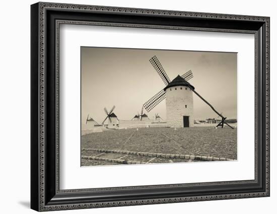 Antique windmills in a field, Campo De Criptana, Ciudad Real Province, Castilla La Mancha, Spain-null-Framed Photographic Print