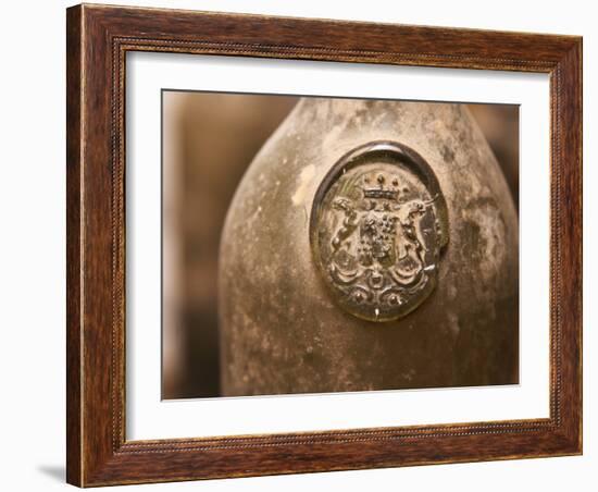 Antique Wine Bottle with Molded Seal, Chateau Belingard, Bergerac, Dordogne, France-Per Karlsson-Framed Photographic Print