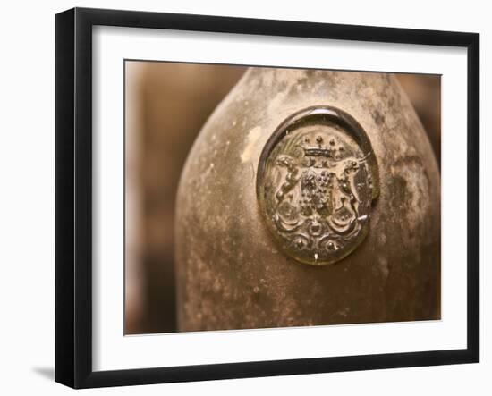 Antique Wine Bottle with Molded Seal, Chateau Belingard, Bergerac, Dordogne, France-Per Karlsson-Framed Photographic Print