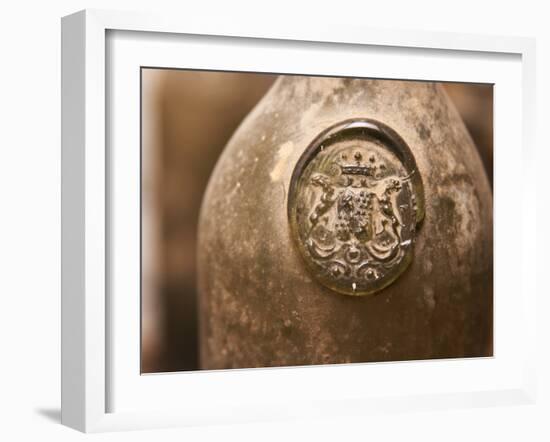 Antique Wine Bottle with Molded Seal, Chateau Belingard, Bergerac, Dordogne, France-Per Karlsson-Framed Photographic Print