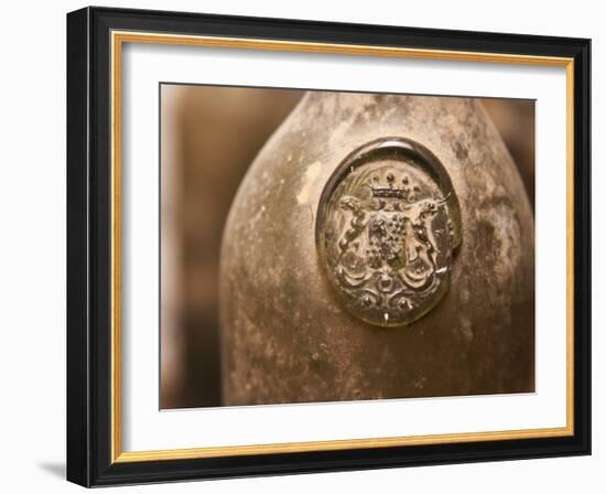 Antique Wine Bottle with Molded Seal, Chateau Belingard, Bergerac, Dordogne, France-Per Karlsson-Framed Photographic Print