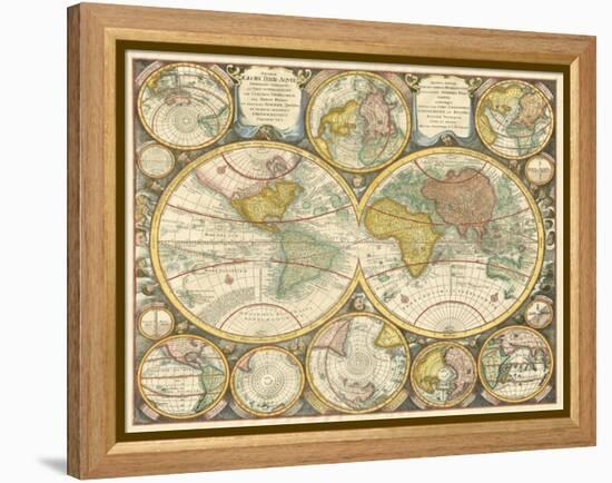 Antique World Globes-null-Framed Stretched Canvas