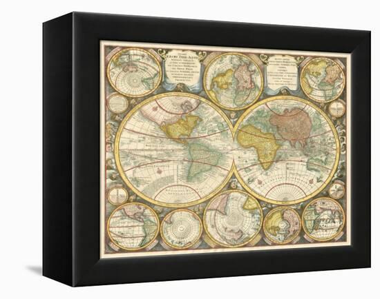 Antique World Globes-null-Framed Stretched Canvas