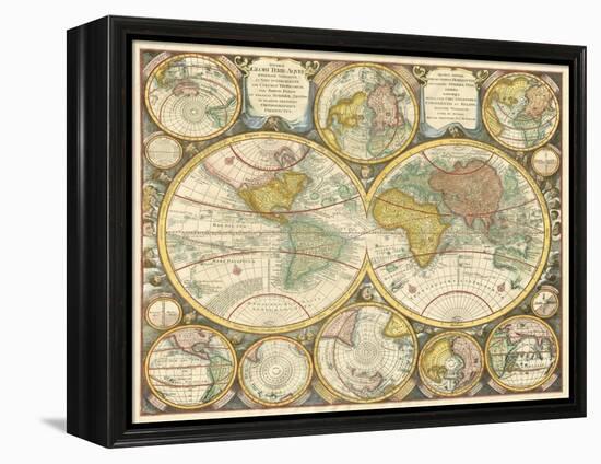 Antique World Globes-null-Framed Stretched Canvas
