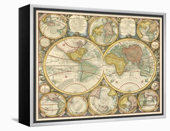 Antique World Globes-null-Framed Stretched Canvas