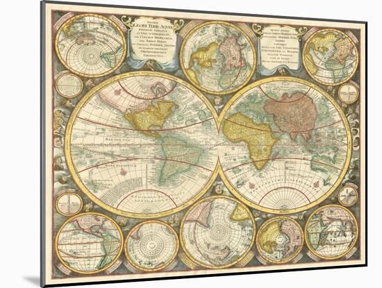 Antique World Globes-null-Mounted Art Print