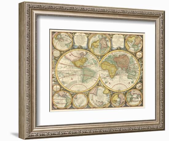 Antique World Globes-null-Framed Premium Giclee Print