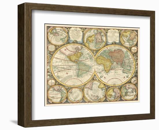 Antique World Globes-null-Framed Premium Giclee Print