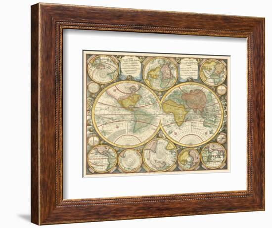 Antique World Globes-null-Framed Premium Giclee Print