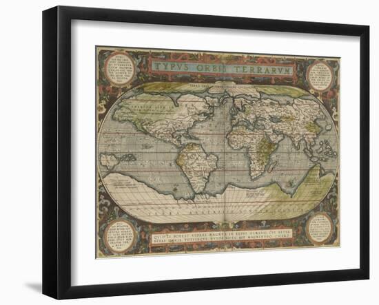 Antique World Map 36x48-Vision Studio-Framed Art Print