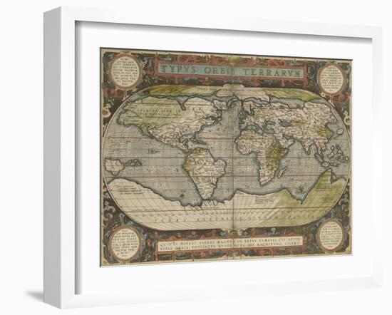 Antique World Map 36x48-Vision Studio-Framed Art Print