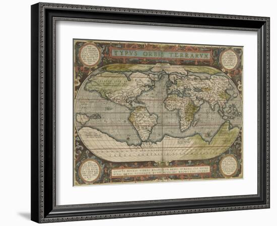 Antique World Map 36x48-Vision Studio-Framed Art Print