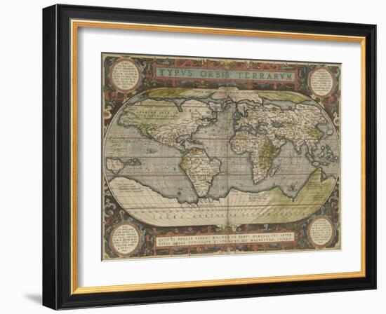 Antique World Map 36x48-Vision Studio-Framed Art Print