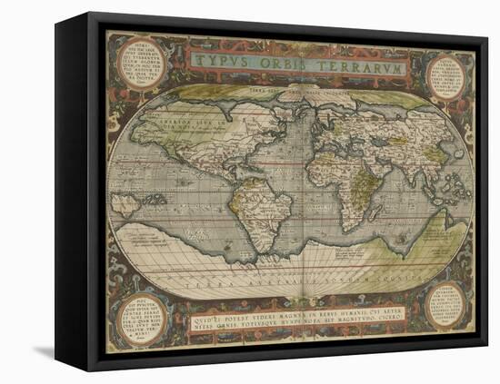 Antique World Map 36x48-Vision Studio-Framed Stretched Canvas