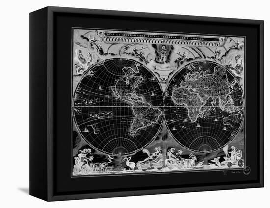 Antique World Map-Adam Shaw-Framed Stretched Canvas