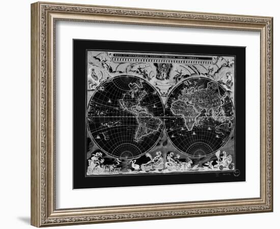 Antique World Map-Adam Shaw-Framed Art Print