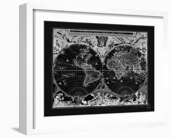 Antique World Map-Adam Shaw-Framed Art Print