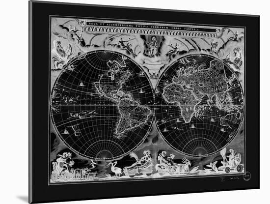 Antique World Map-Adam Shaw-Mounted Art Print