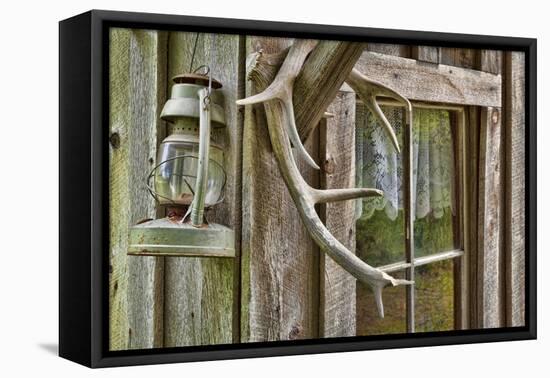 Antlers and Lantern Hanging on Rustic Home, Stehekin, Washington, USA-Jaynes Gallery-Framed Premier Image Canvas