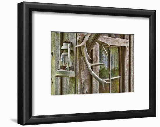 Antlers and Lantern Hanging on Rustic Home, Stehekin, Washington, USA-Jaynes Gallery-Framed Photographic Print