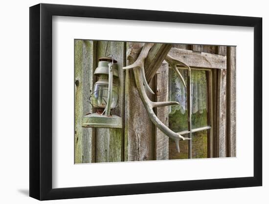 Antlers and Lantern Hanging on Rustic Home, Stehekin, Washington, USA-Jaynes Gallery-Framed Photographic Print