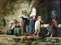 Peasants at a Fountain (Oil on Canvas)-Antoine Auguste Ernest Herbert or Hebert-Giclee Print