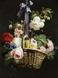 Still Life of Flowers in a Basket-Antoine Berjon-Framed Premier Image Canvas