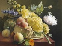 Fleurs et fruits dans une corbeille d'osier-Antoine Berjon-Giclee Print