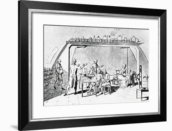 Antoine-Laurent De Lavoisier (1743-1794) in His Laboratory During an Experiment on a Man's Respirat-null-Framed Giclee Print