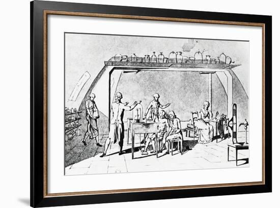 Antoine-Laurent De Lavoisier (1743-1794) in His Laboratory During an Experiment on a Man's Respirat-null-Framed Giclee Print