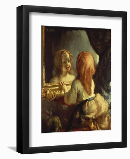 Antoinette Herbert Looking in the Mirror-Jean-François Millet-Framed Giclee Print