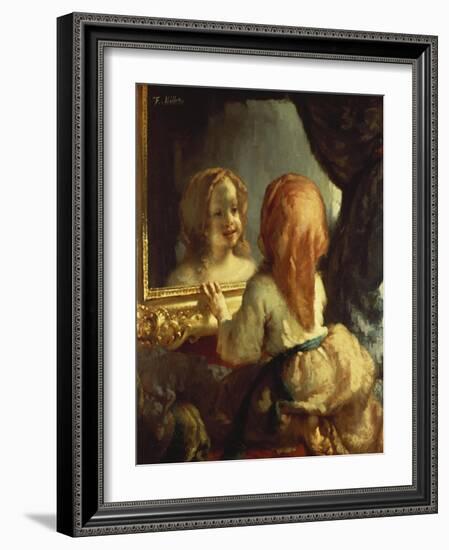 Antoinette Herbert Looking in the Mirror-Jean-François Millet-Framed Giclee Print