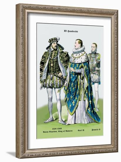 Anton Bourbon, King of Navarre, Carl IX, and Francis II, 16th Century-Richard Brown-Framed Art Print