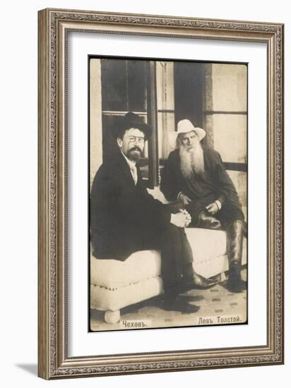 Anton Chekhov Russian Writer with Leo Tolstoy-null-Framed Photographic Print