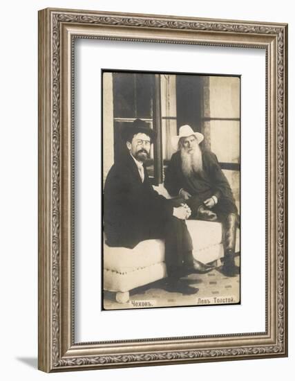 Anton Chekhov Russian Writer with Leo Tolstoy-null-Framed Photographic Print