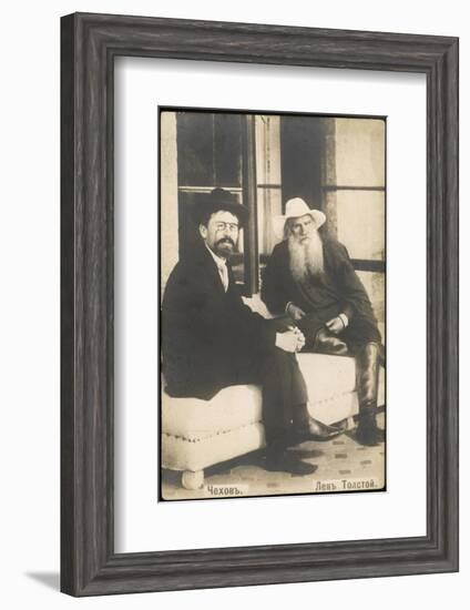 Anton Chekhov Russian Writer with Leo Tolstoy-null-Framed Photographic Print