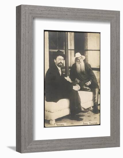 Anton Chekhov Russian Writer with Leo Tolstoy-null-Framed Photographic Print