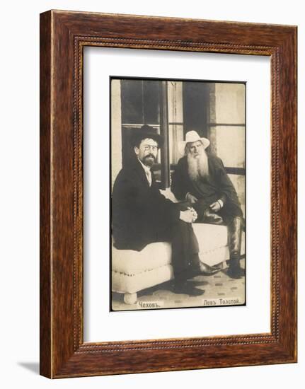 Anton Chekhov Russian Writer with Leo Tolstoy-null-Framed Photographic Print