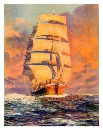 John Brett RARE NEW SAILING SHIP POSTER Off the Coast