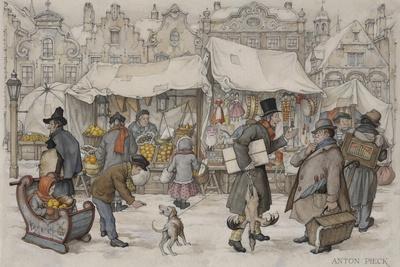 Christmas Market Giclee Print - Anton Pieck | Art.com