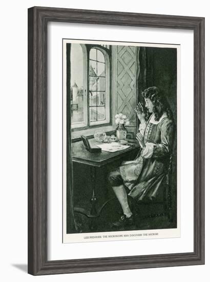 Anton Van Leeuwenhoek Dutch Naturalist Depicted Discovering the Microbe-null-Framed Art Print