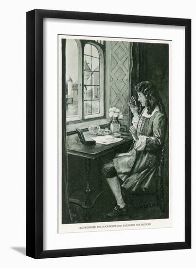 Anton Van Leeuwenhoek Dutch Naturalist Depicted Discovering the Microbe-null-Framed Art Print