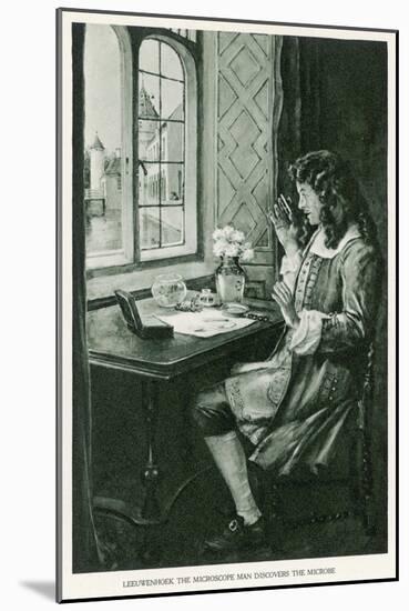 Anton Van Leeuwenhoek Dutch Naturalist Depicted Discovering the Microbe-null-Mounted Art Print
