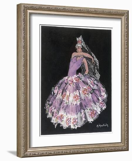 Antonia Argentina (Antonia Merce) Flamenco Dancer in "Cordoba" by Albeniz-Marguerite Mackain-Framed Art Print