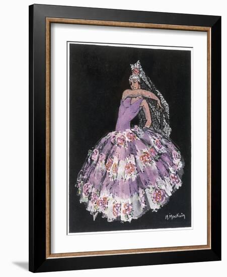 Antonia Argentina (Antonia Merce) Flamenco Dancer in "Cordoba" by Albeniz-Marguerite Mackain-Framed Art Print