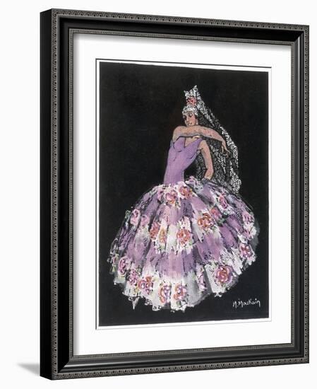 Antonia Argentina (Antonia Merce) Flamenco Dancer in "Cordoba" by Albeniz-Marguerite Mackain-Framed Art Print