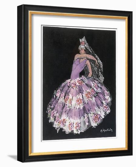 Antonia Argentina (Antonia Merce) Flamenco Dancer in "Cordoba" by Albeniz-Marguerite Mackain-Framed Art Print
