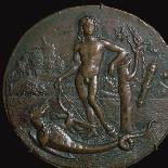 Bronze medallion of the Greek god Apollo and the serpent Python, 15th century-Antonio de Brescia-Giclee Print